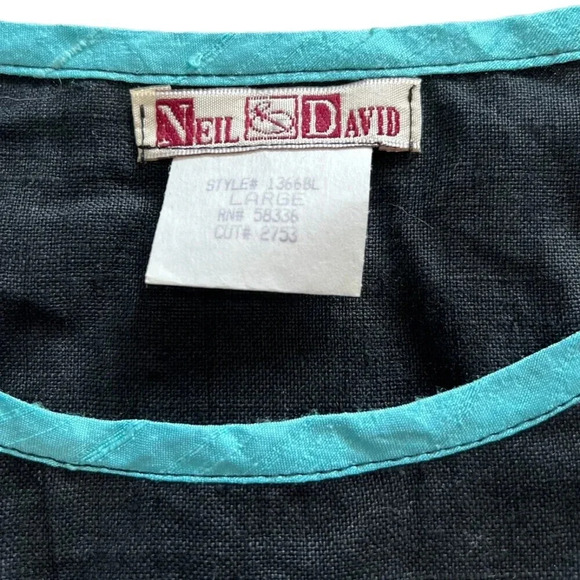 Neil & David Black Linen Silk Trim Tank Top L - Picture 5 of 5